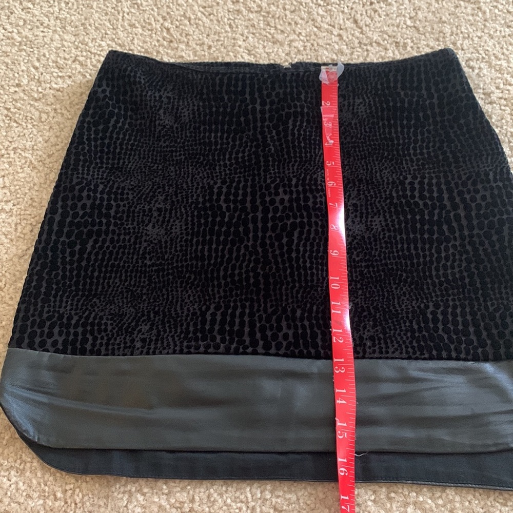 Bar III Velvet  printed, leather trim skirt - Picture 16 of 17